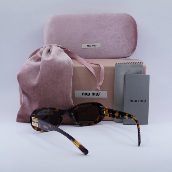 Miu Miu MU06ZS VAU06B Women Oval Sunglasses - Havana / Brown